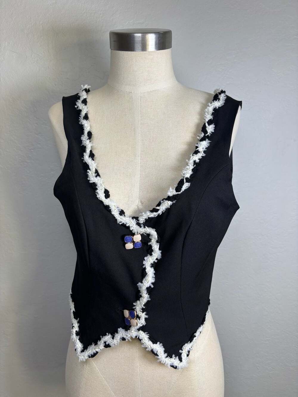 Priceless Coral Black Vest Top